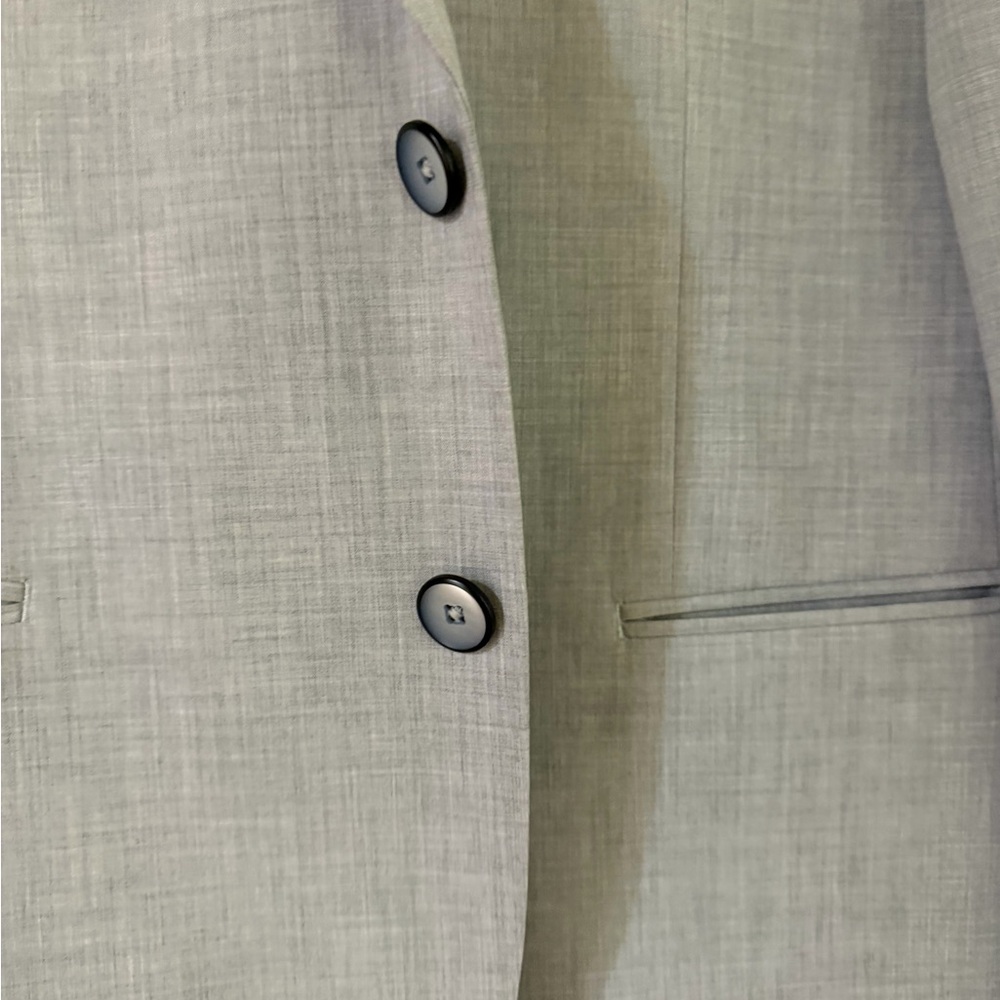 Tailored Light Gray Men's Blazer - Modern Two-Button. Marc Enzo blazer silver